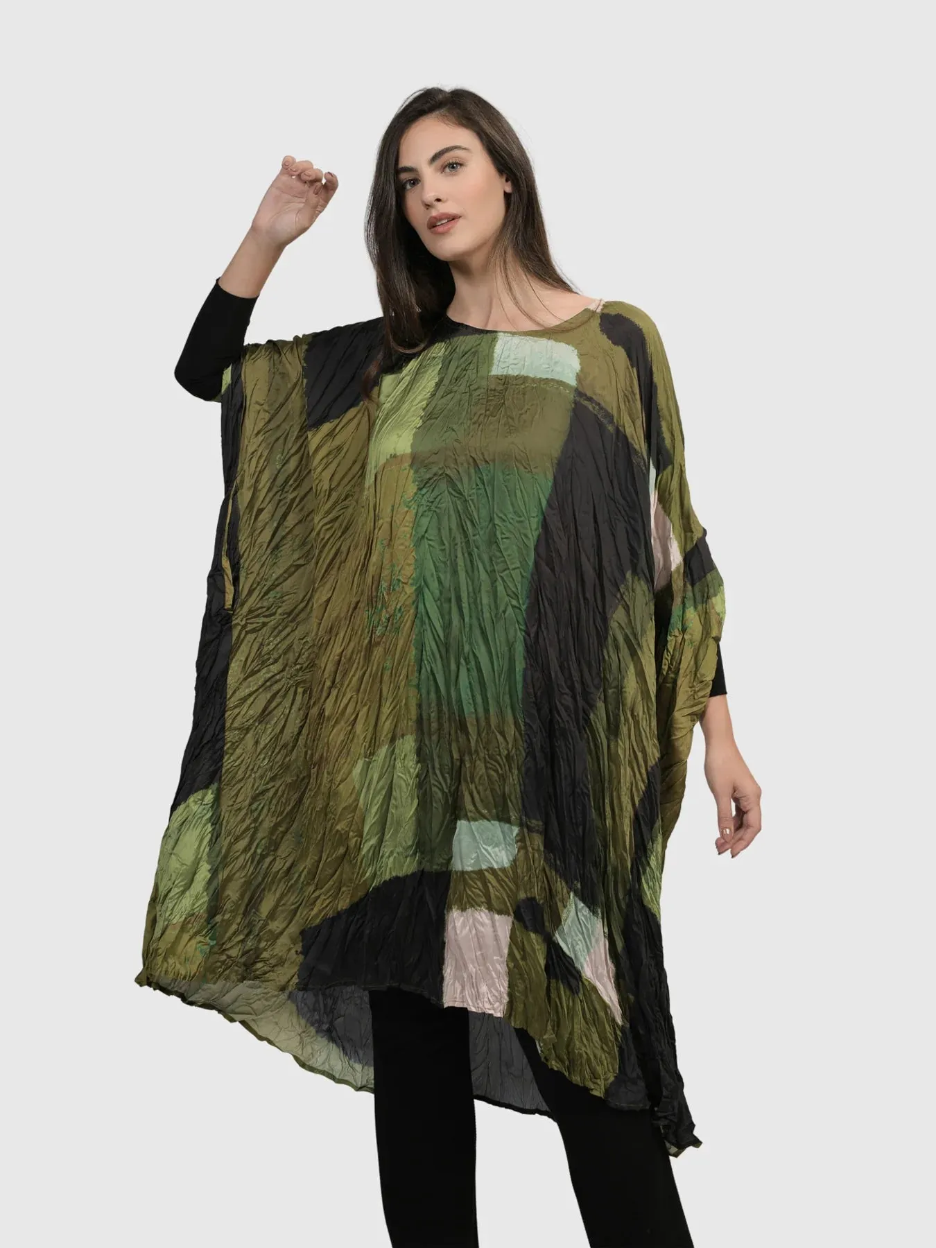 AD106O SATIN CRUSH OLIVE DRESS