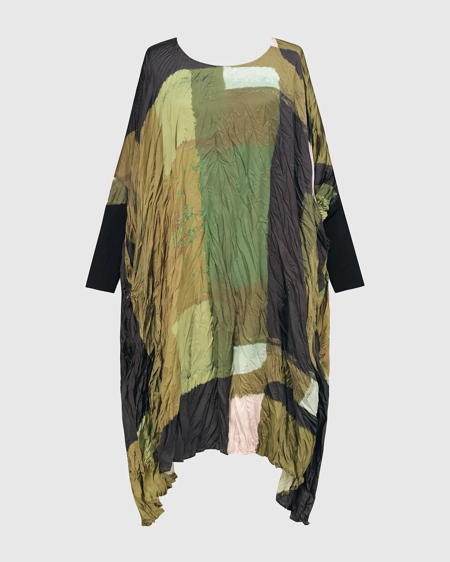 AD106O SATIN CRUSH OLIVE DRESS