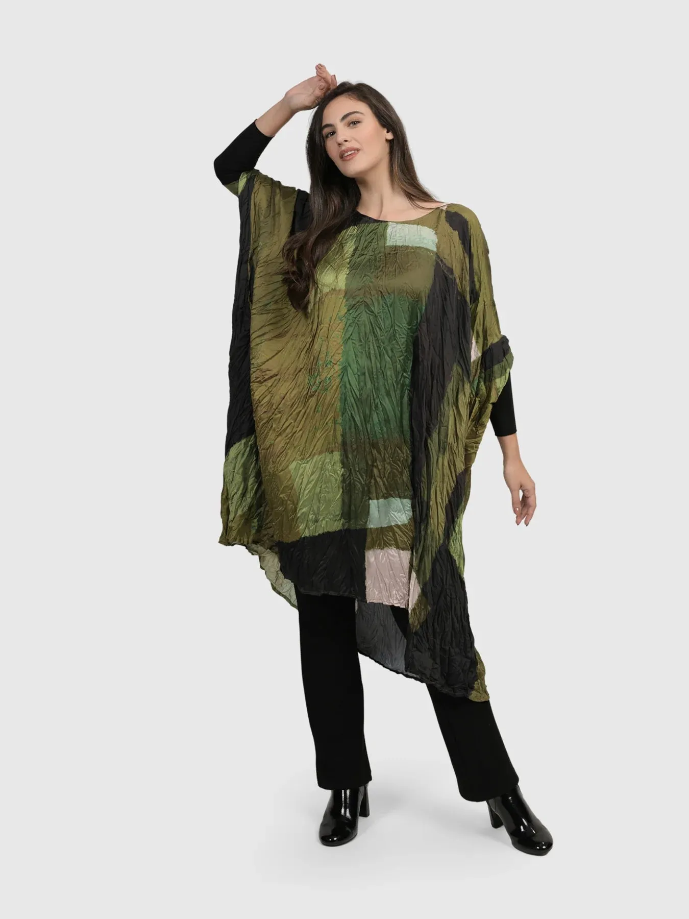 AD106O SATIN CRUSH OLIVE DRESS