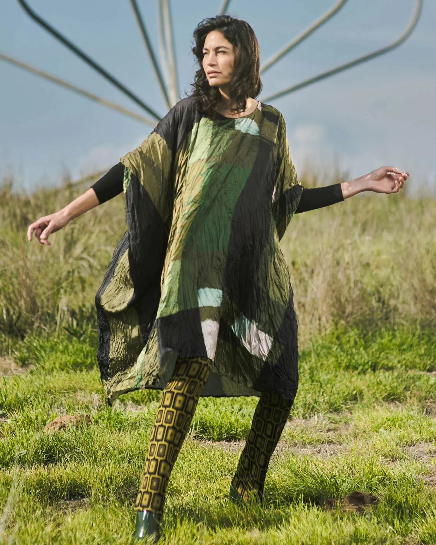 AD106O SATIN CRUSH OLIVE DRESS