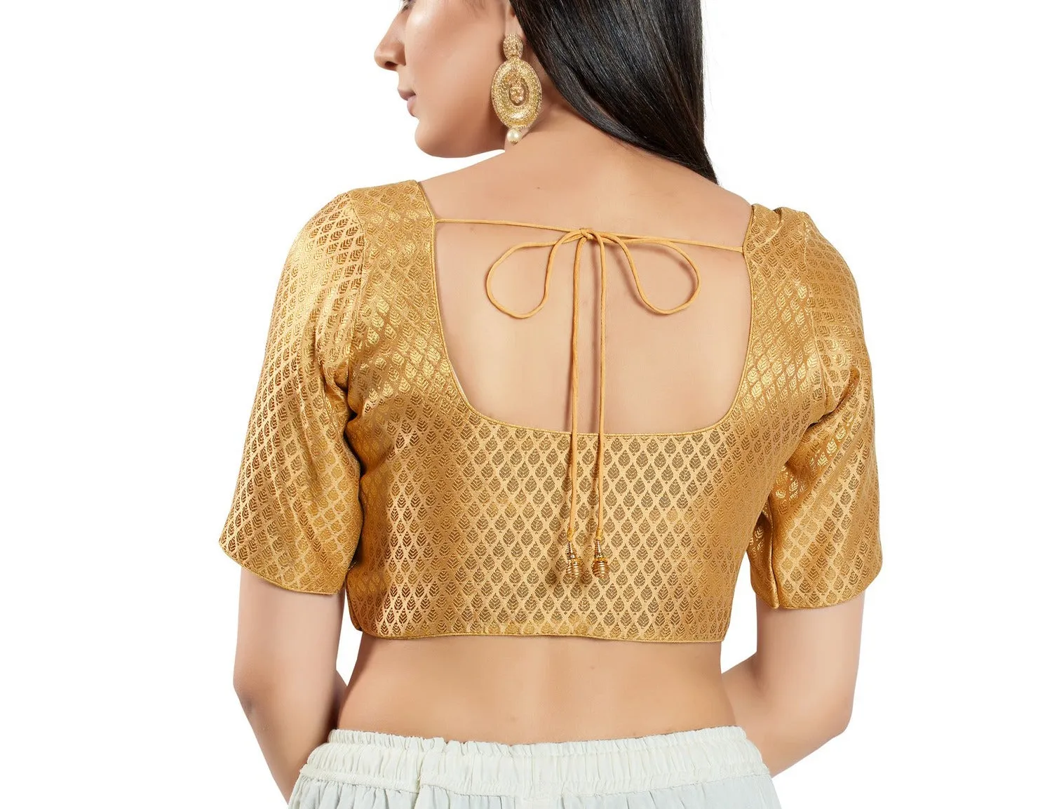 Charming Gold Colored Designer Brocade Readymade Blouse For Women