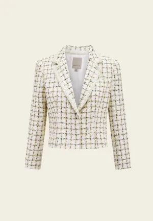 Check White Tweed Cropped Jacket