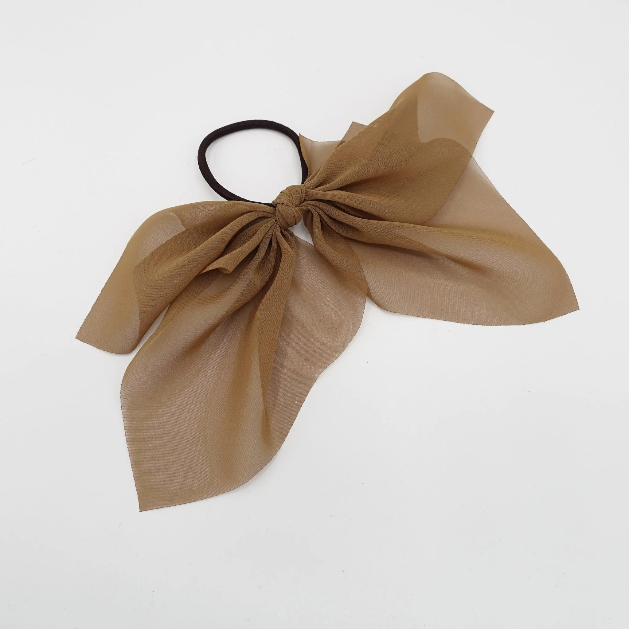 chiffon bow wing knot hair elastic ponytail holder women hair accessory