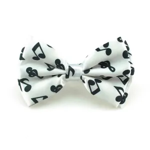 Classy Men White Musical Note Pre-Tied Bow Tie