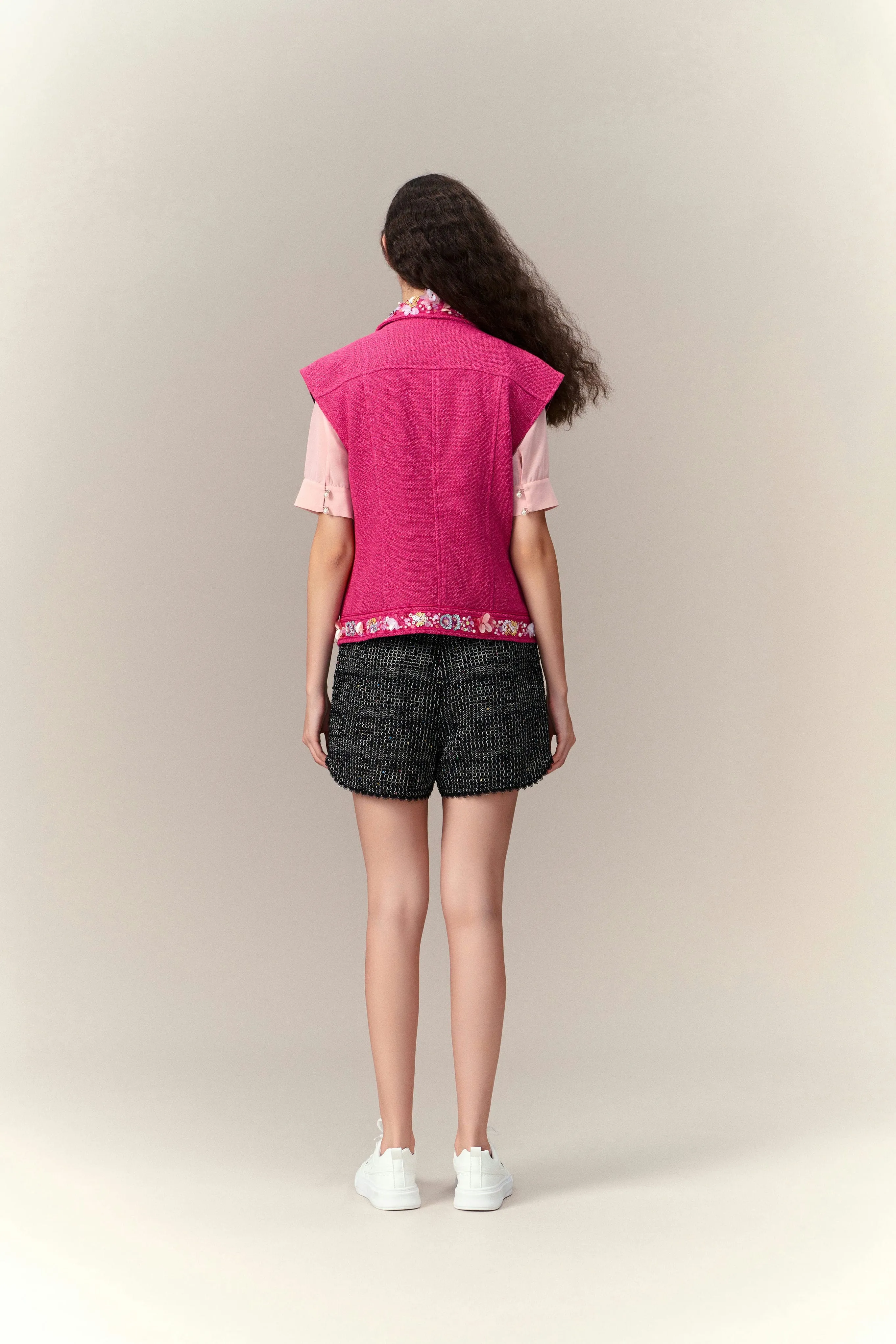 Dolly Vibrant Pink Embellished Vest