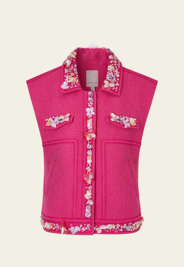 Dolly Vibrant Pink Embellished Vest