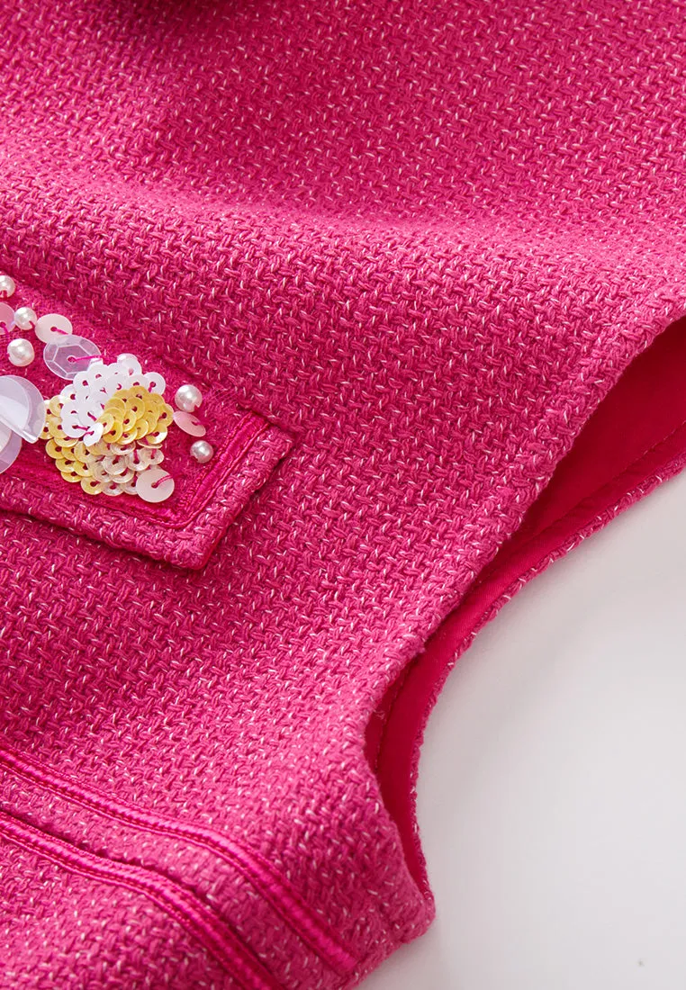 Dolly Vibrant Pink Embellished Vest