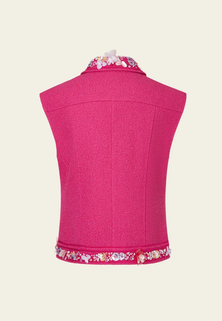 Dolly Vibrant Pink Embellished Vest
