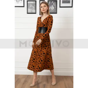 Double Breasted Collar Polka Dot Dress