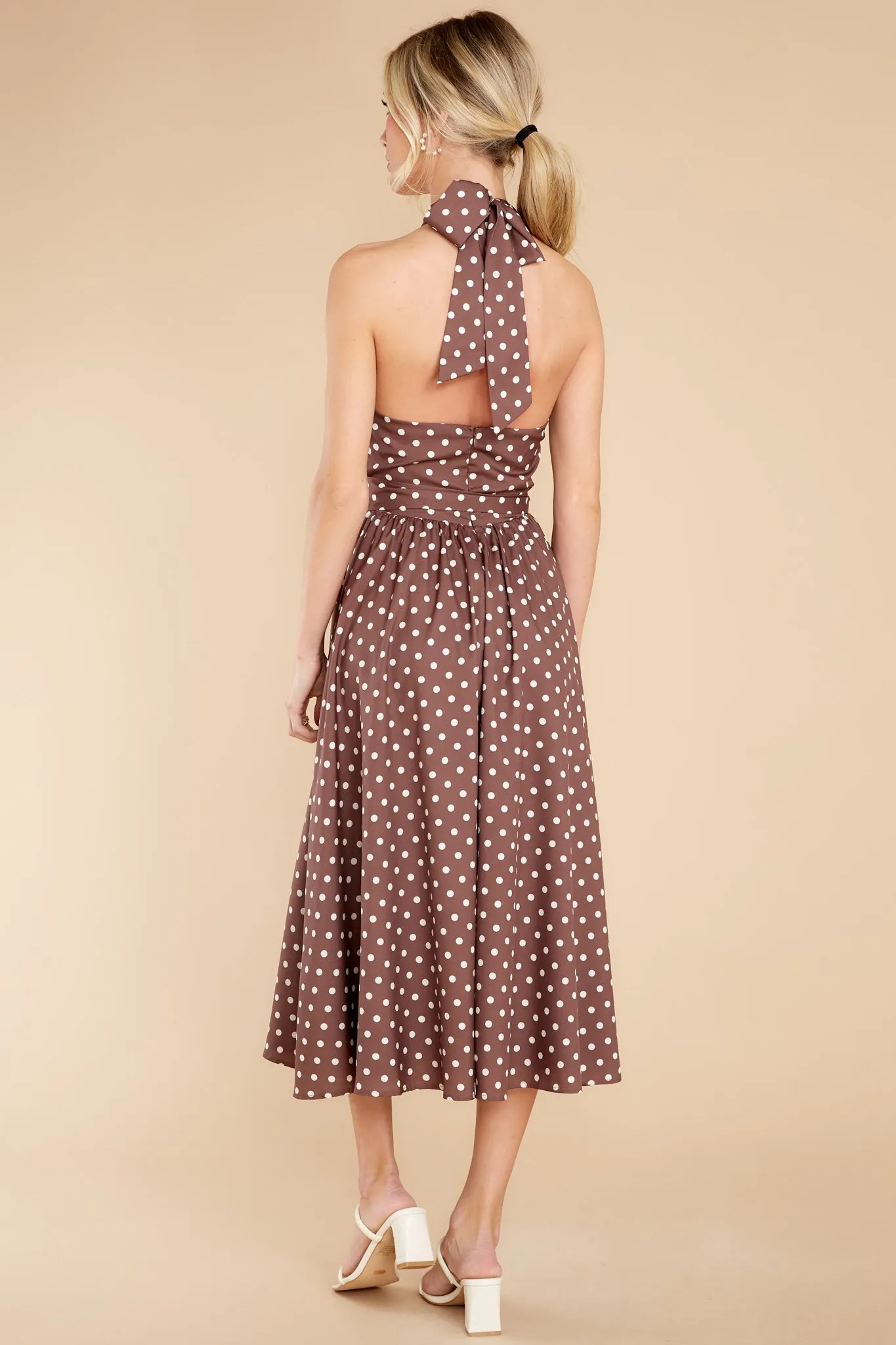 Let This Be Love Brown Polka Dot Midi Dress