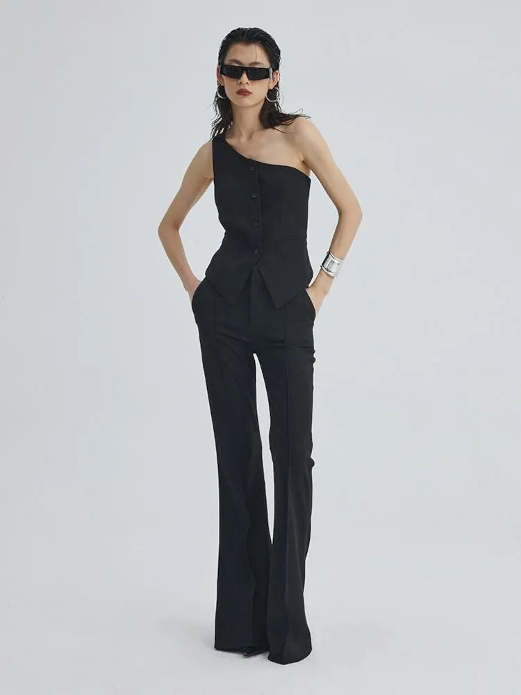 Mid Waist Slim Flared Western Trousers【s0000007343】