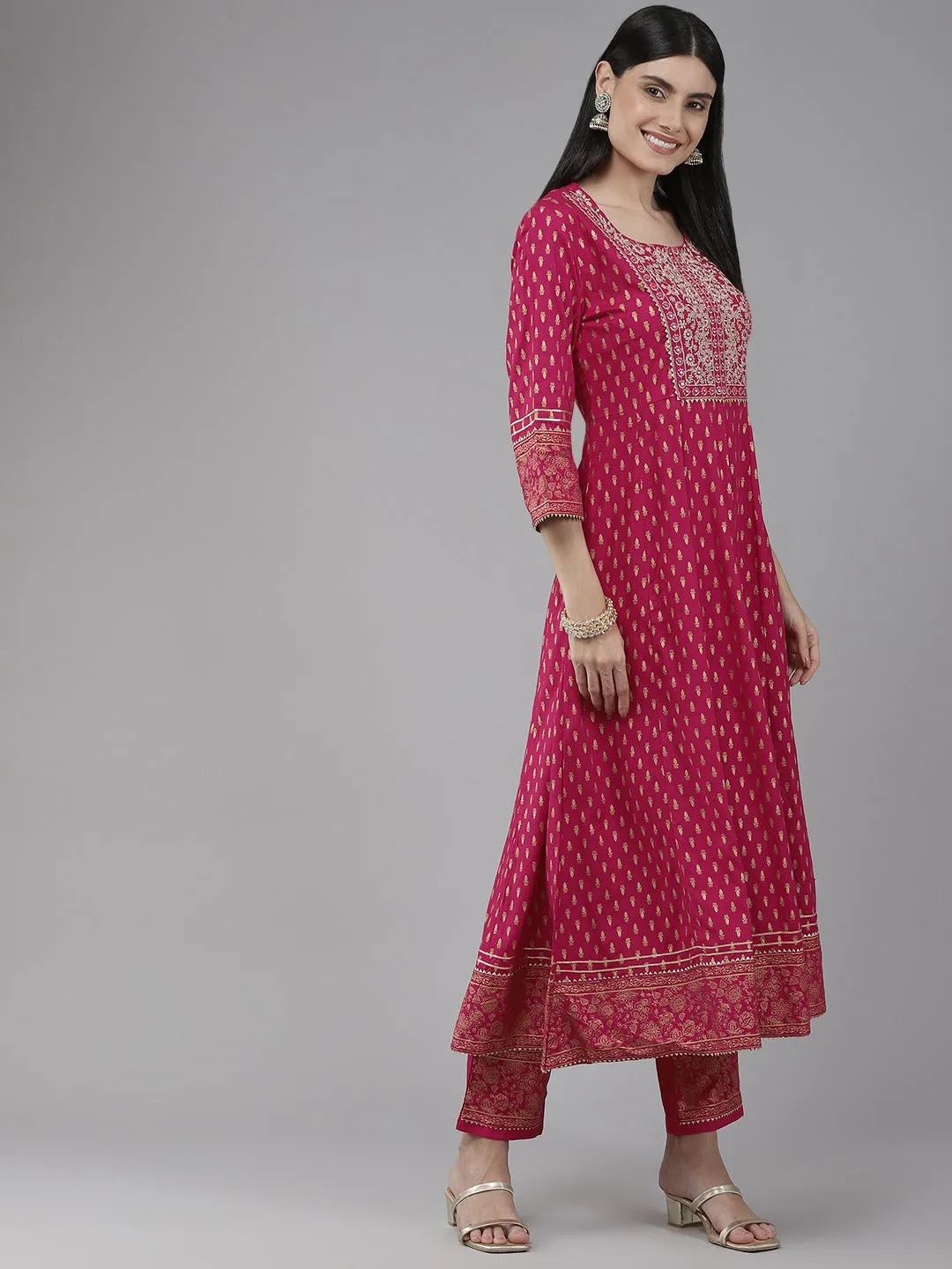 Pink Embroidered Dupatta Set