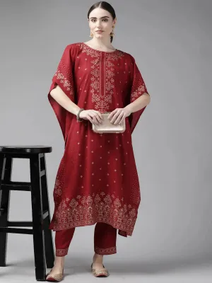 Red Kaftan Kurta Set