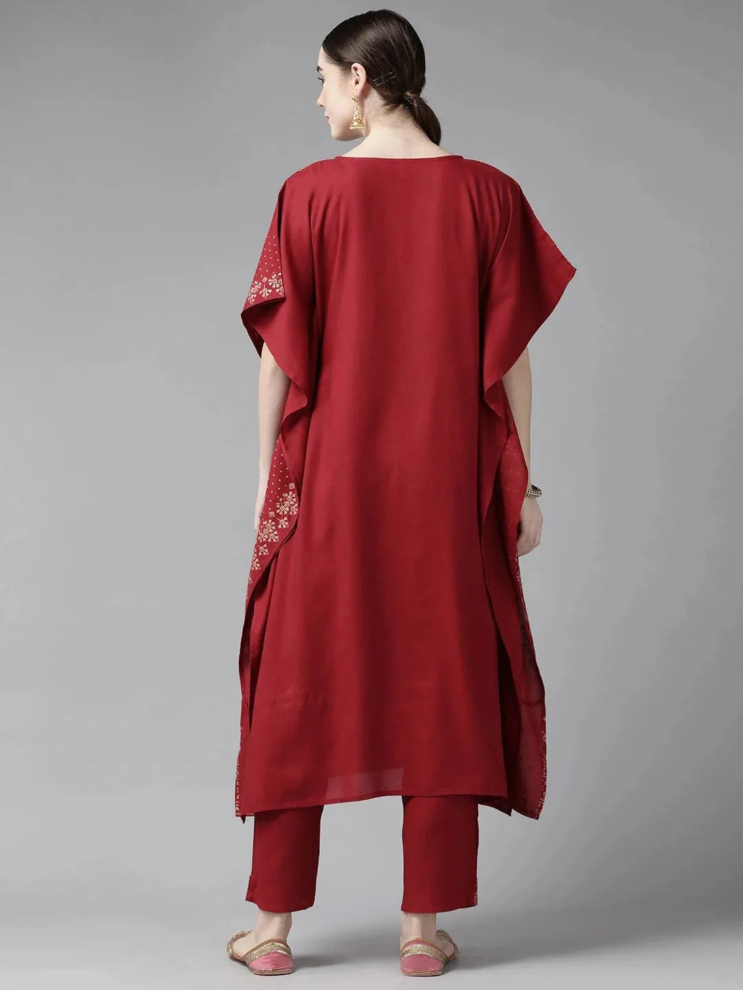 Red Kaftan Kurta Set