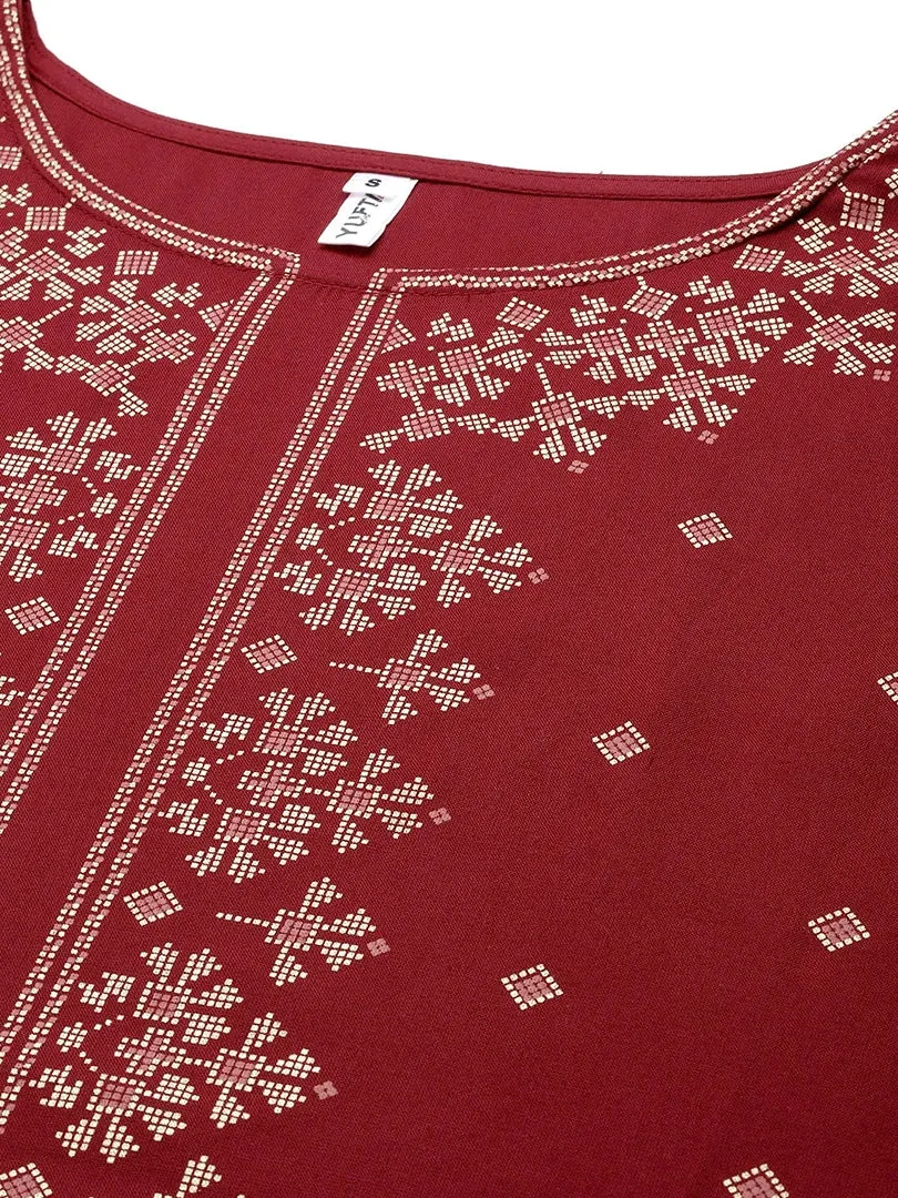 Red Kaftan Kurta Set